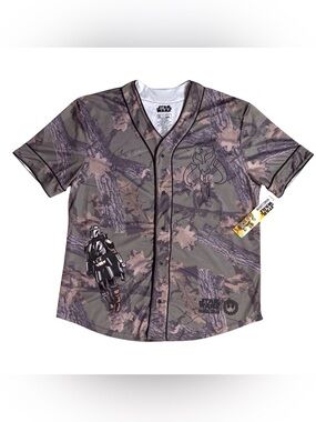Star Wars Mandalorian short sleeve camo jersey front button closure men’s XL